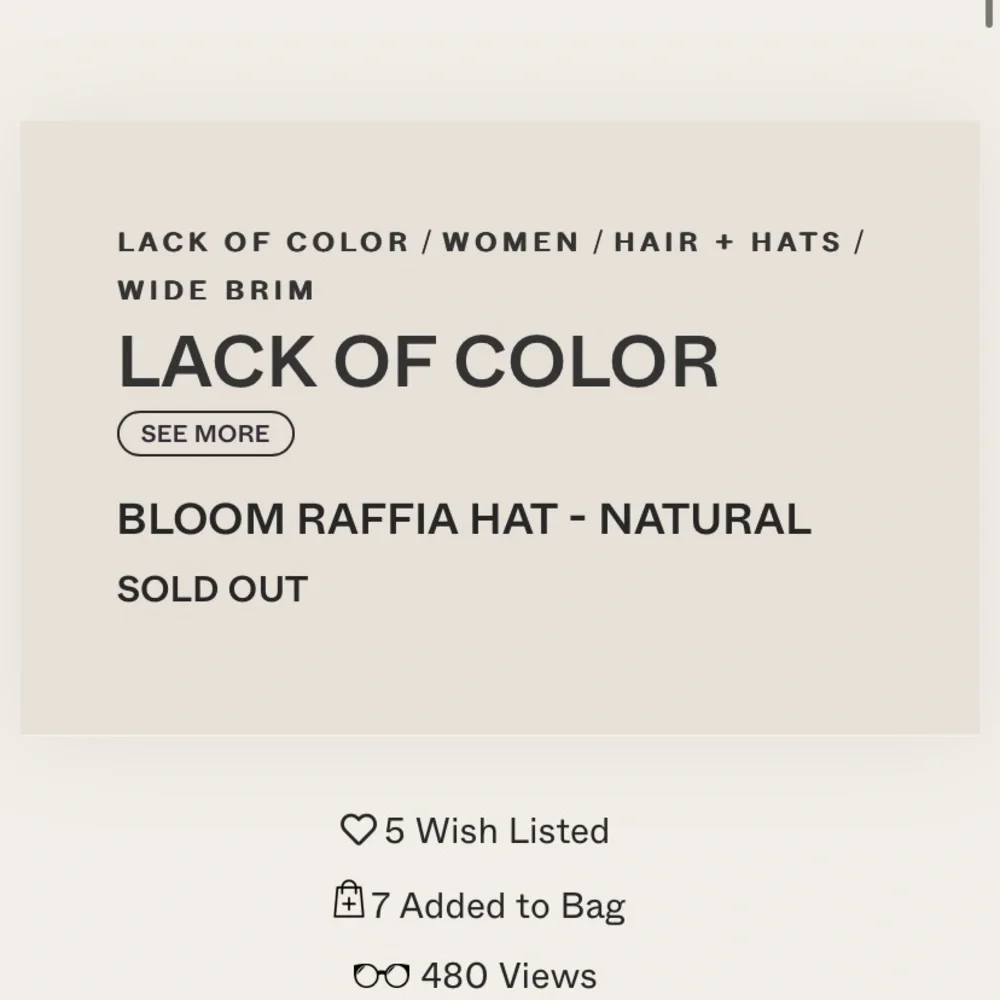 Lack of color bloom hat new with tags size small